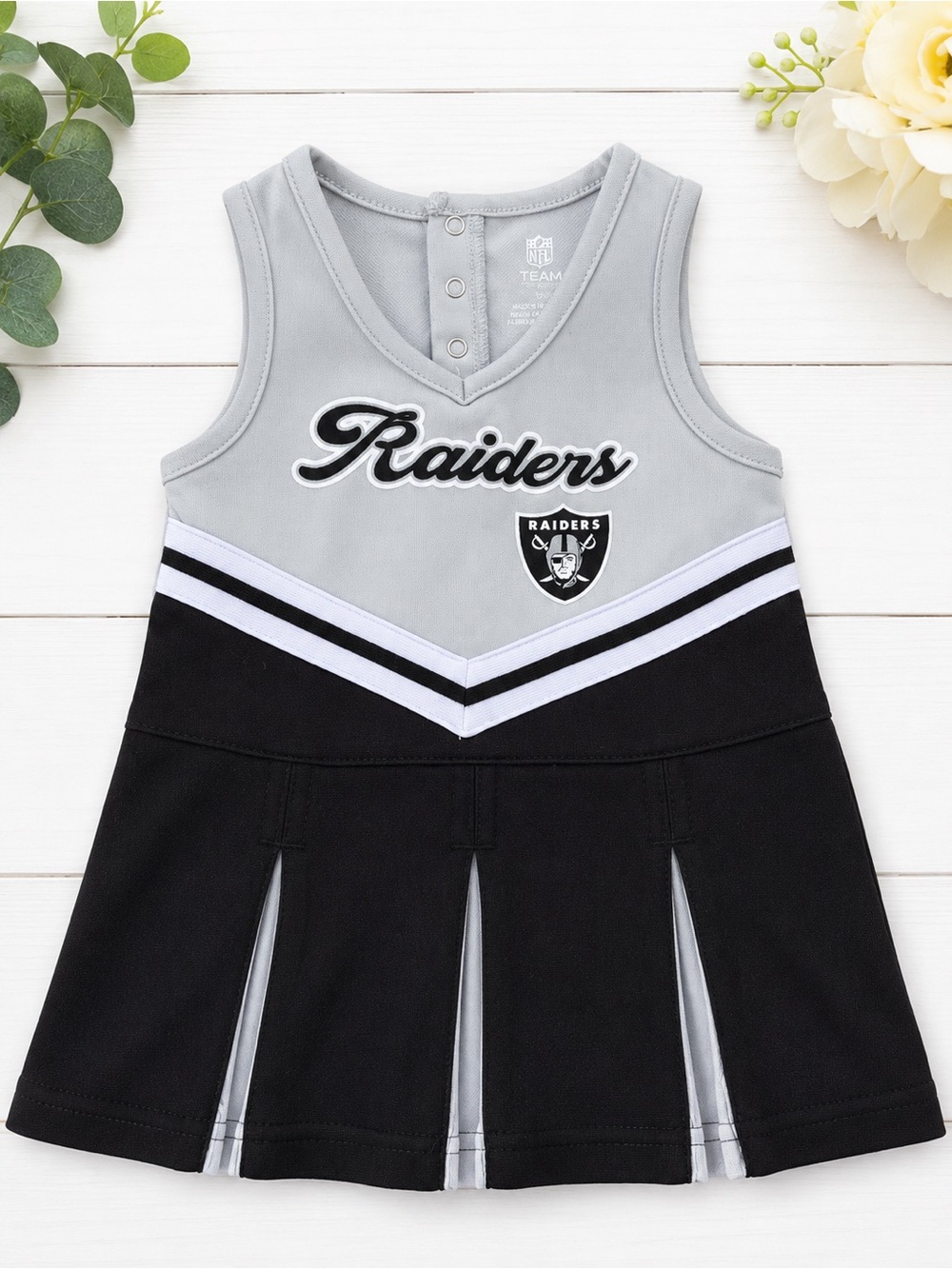 Team Apparel Raiders Toddler Cheer Dress in Gray and Black